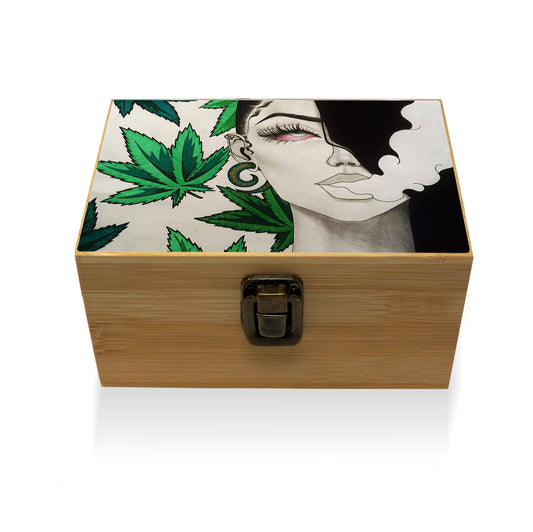 Bamboo Stash Box With Design # BB-014