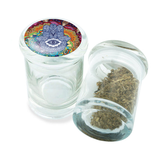PopTop Glass Container With Design #PJJ-037