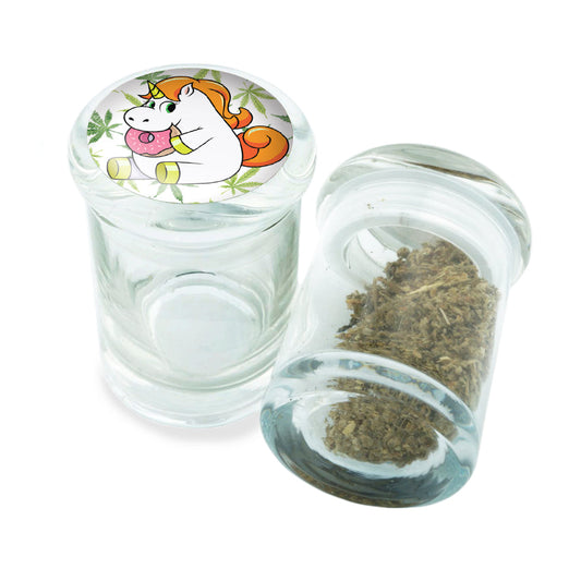 PopTop Glass Container With Design #PJJ-044