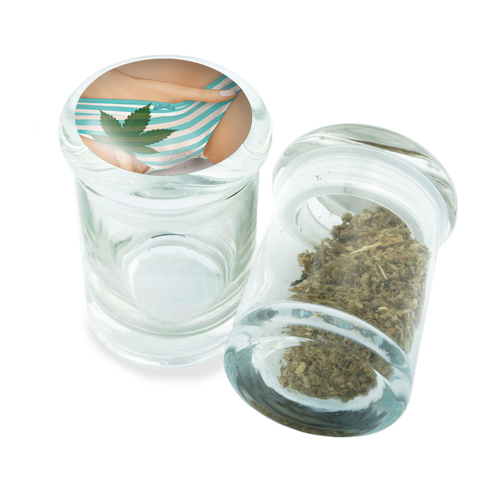 PopTop Glass Container With Design #PJJ-062