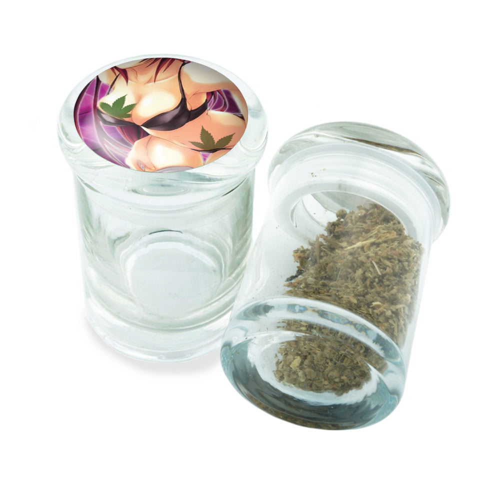 PopTop Glass Container With Design #PJJ-065