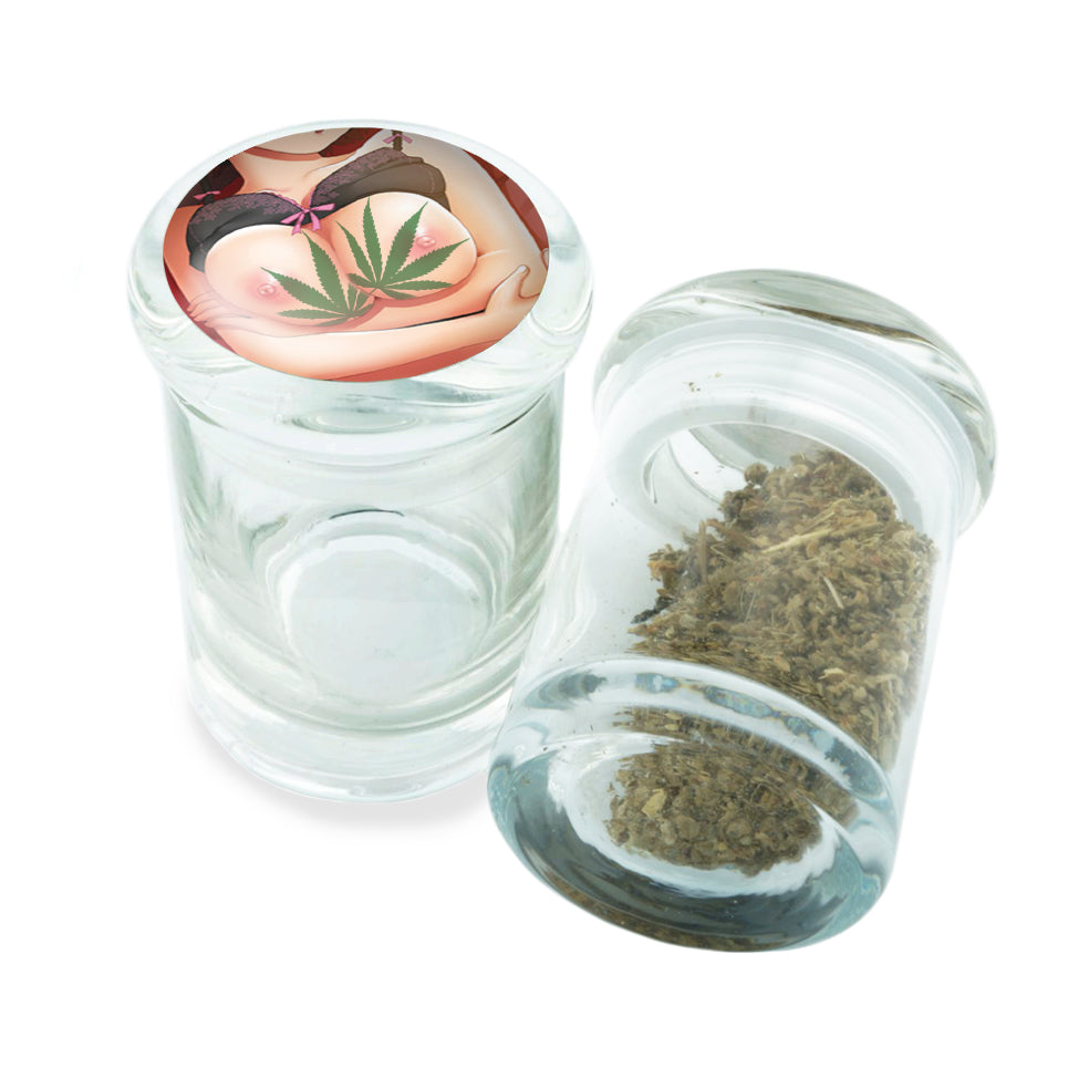 PopTop Glass Container With Design #PJJ-066