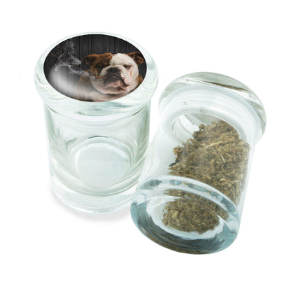 PopTop Glass Container With Design #PJJ-068
