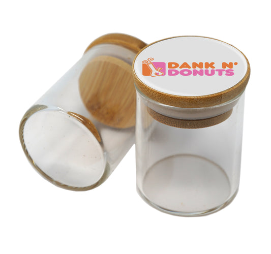 Bamboo Lid Glass Jar Container With Design #BS-095