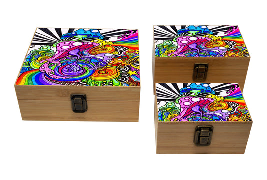 Bamboo Stash Box With Design # BB-034