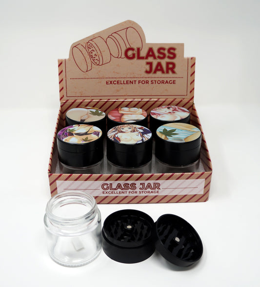 Jar with Grinder Top With Design # JG-002