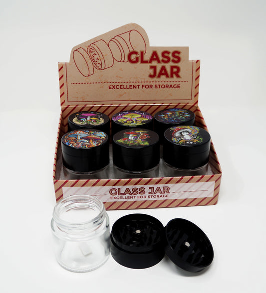 Jar with Grinder Top With Design # JG-003