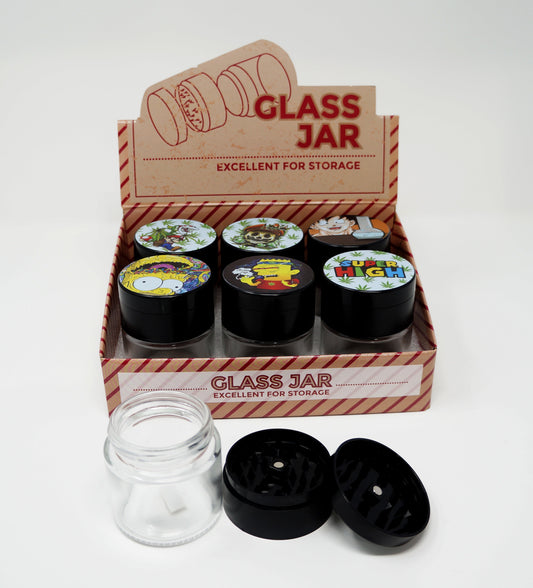 Jar with Grinder Top With Design # JG-004
