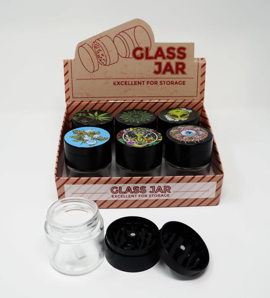 Jar with Grinder Top With Design # JG-005