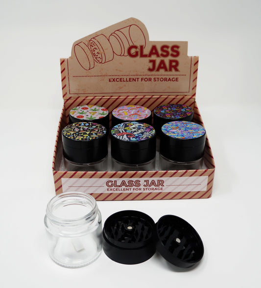 Jar with Grinder Top With Design # JG-006