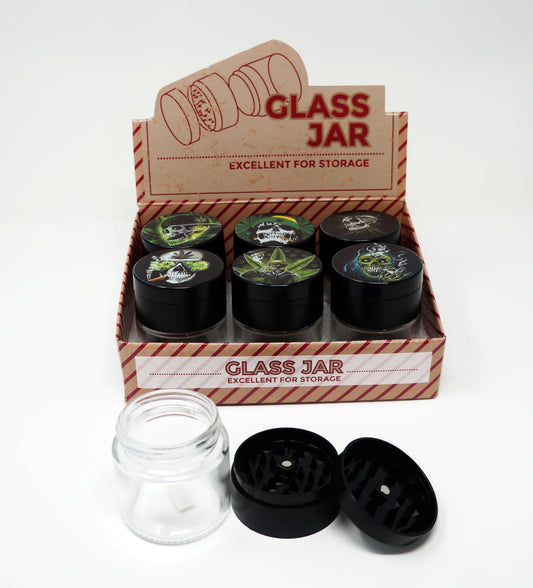 Jar with Grinder Top With Design # JG-008