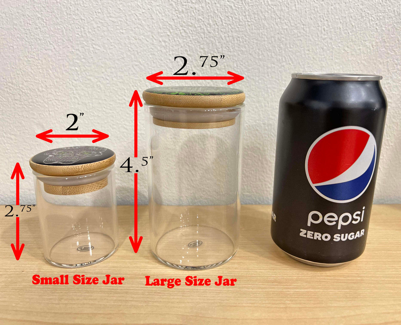 Bamboo Lid Glass Jar Container With Design #BS-081